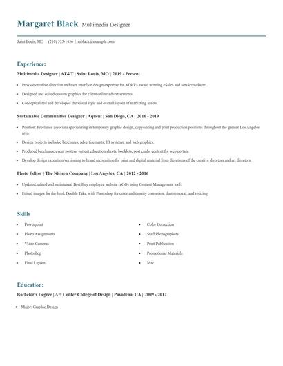 Multimedia Designer Resume
