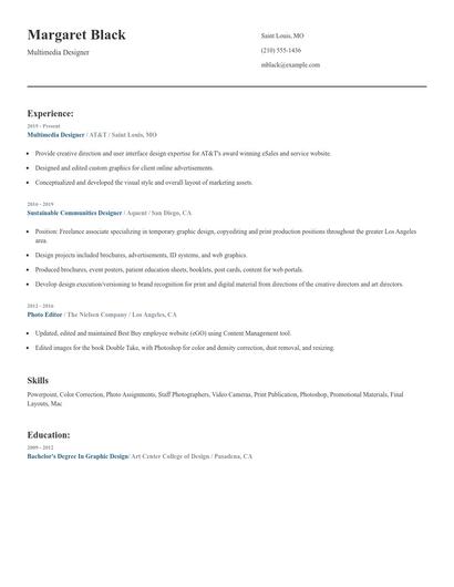 Multimedia Designer Resume