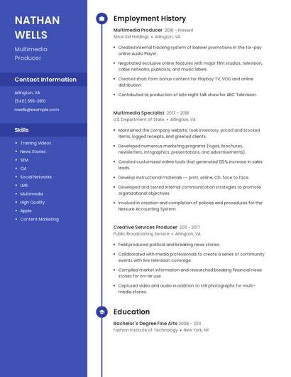 Multimedia Producer Resume