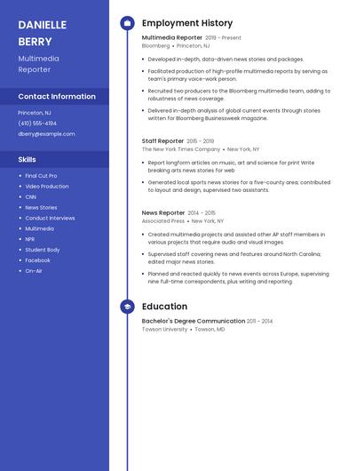 Multimedia Reporter Resume