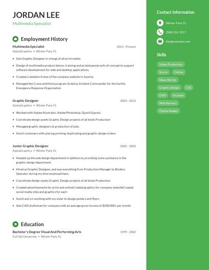Multimedia Specialist Resume
