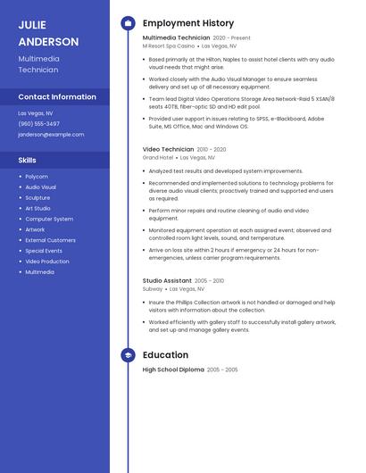 Multimedia Technician Resume
