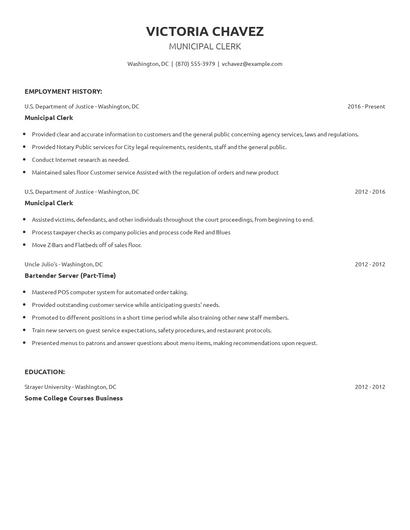 Municipal Clerk Resume