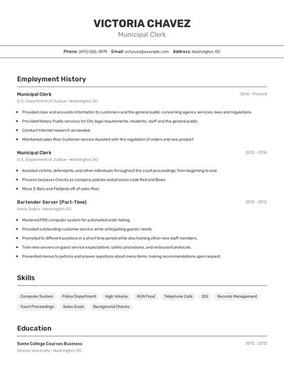 Municipal Clerk Resume