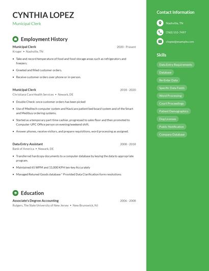 Municipal Clerk Resume