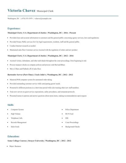 Municipal Clerk Resume