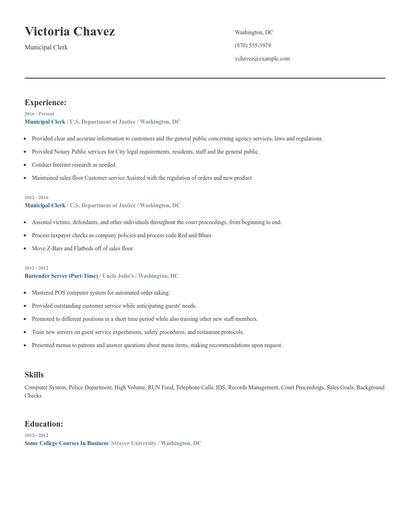 Municipal Clerk Resume