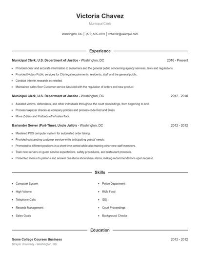 Municipal Clerk Resume