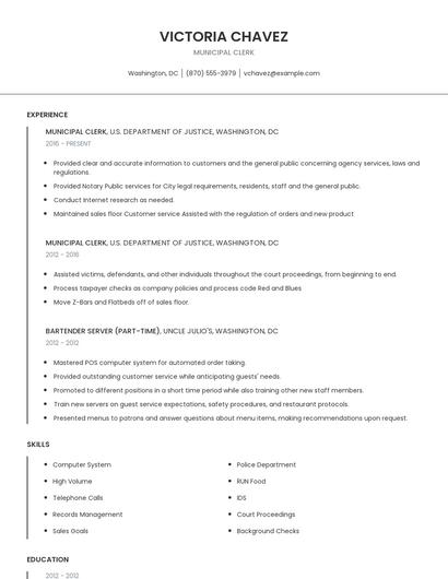 Municipal Clerk Resume