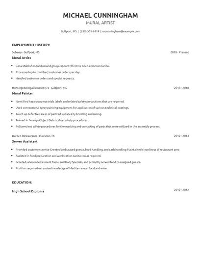 Mural Artist Resume