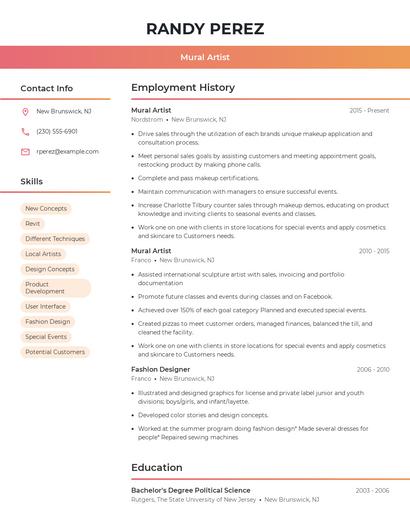 Mural Artist Resume