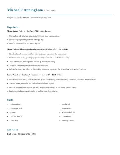 Mural Artist Resume