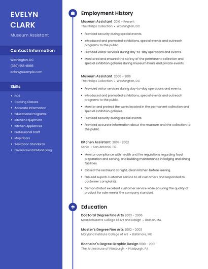 Museum Assistant Resume