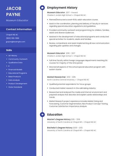 Museum Educator Resume