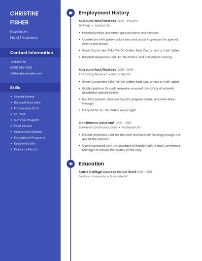 Museum Host/Hostess Resume
