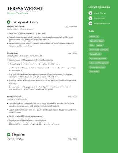 Museum Tour Guide Resume