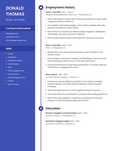 Music Journalist Resume