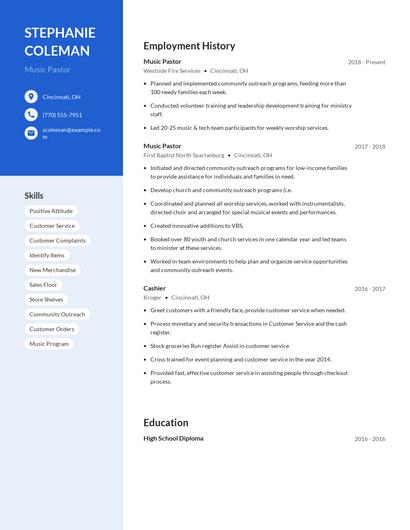 Music Pastor Resume