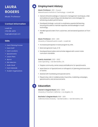 Music Professor Resume