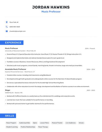 Music Professor Resume