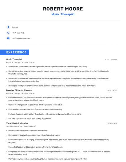 Music Therapist Resume
