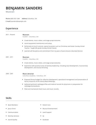 Musician Resume