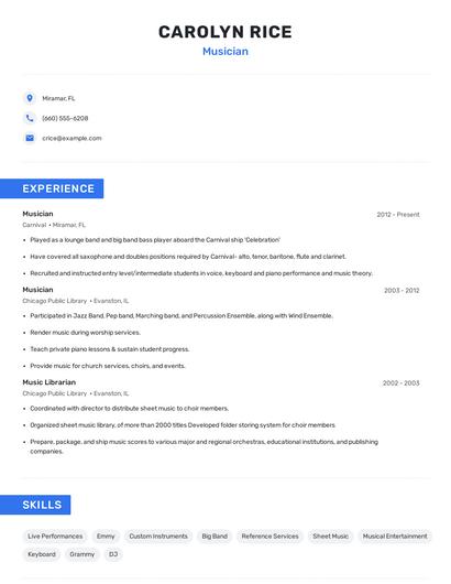 Musician Resume