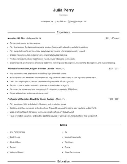 Musician Resume