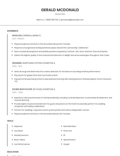 Musician Resume