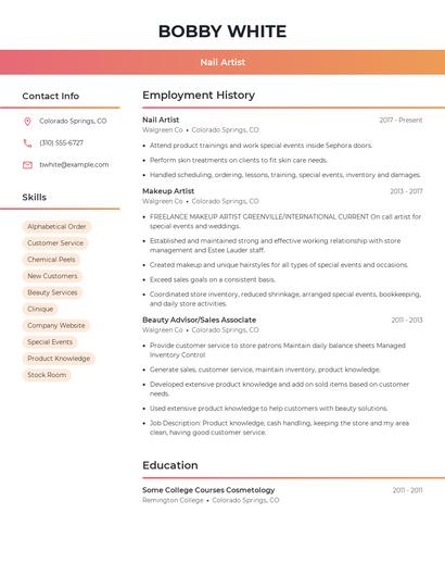 Nail Artist Resume