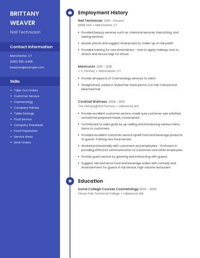 Nail Technician Resume