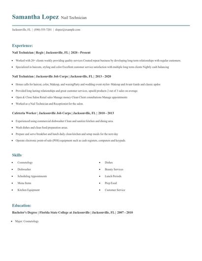 Nail Technician Resume