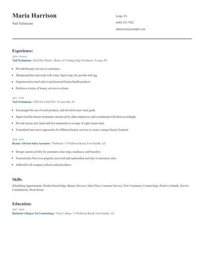 Nail Technician Resume