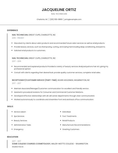 Nail Technician Resume
