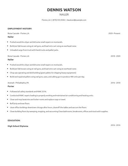 Nailer Resume