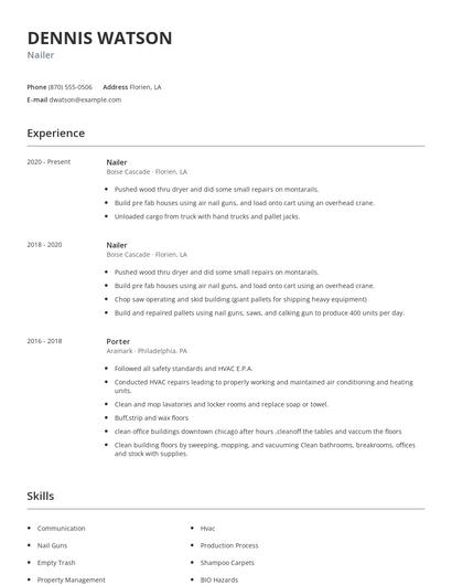 Nailer Resume