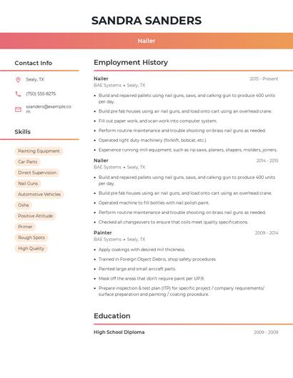 Nailer Resume