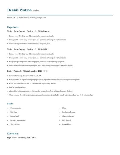 Nailer Resume