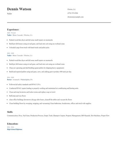 Nailer Resume