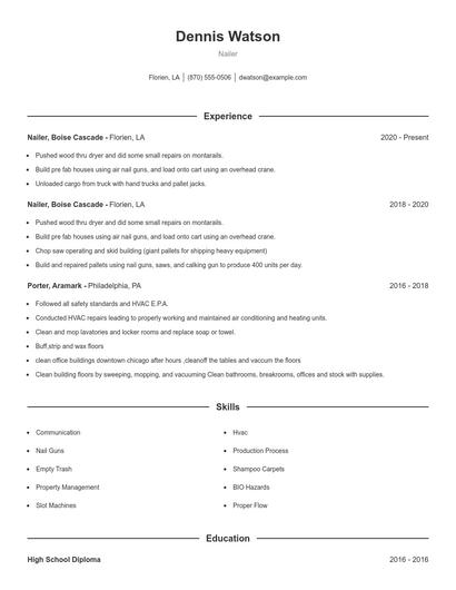 Nailer Resume