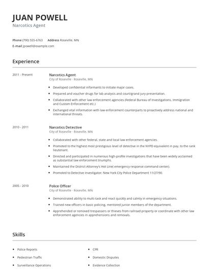 Narcotics Agent Resume