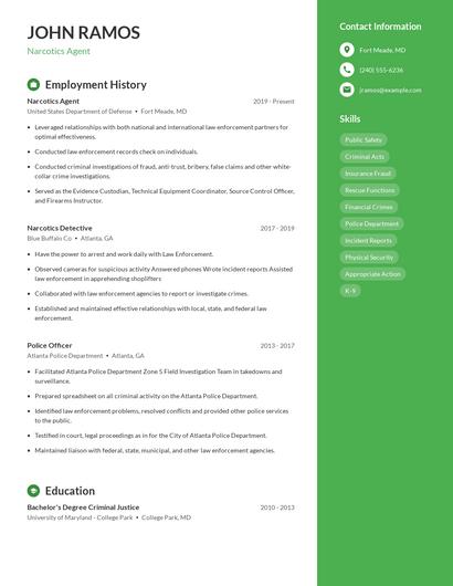 Narcotics Agent Resume