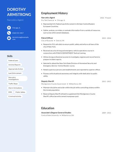 Narcotics Agent Resume