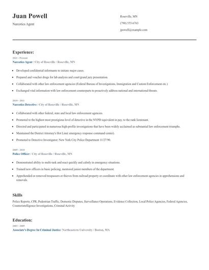 Narcotics Agent Resume
