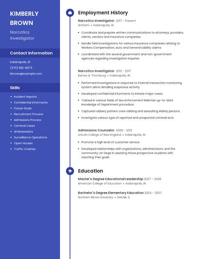 Narcotics Investigator Resume