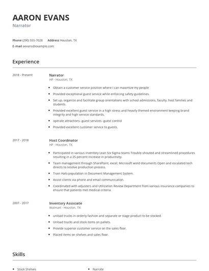 Narrator Resume