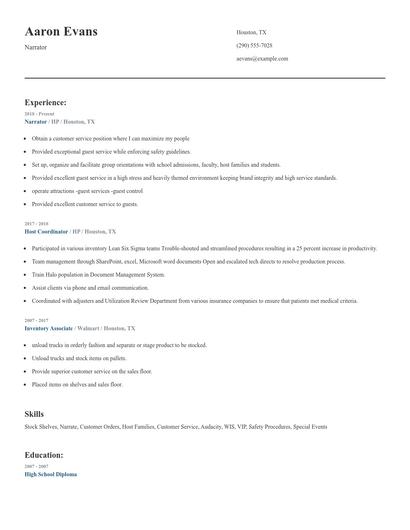 Narrator Resume