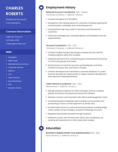 National Account Coordinator Resume