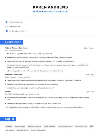 National Account Coordinator Resume