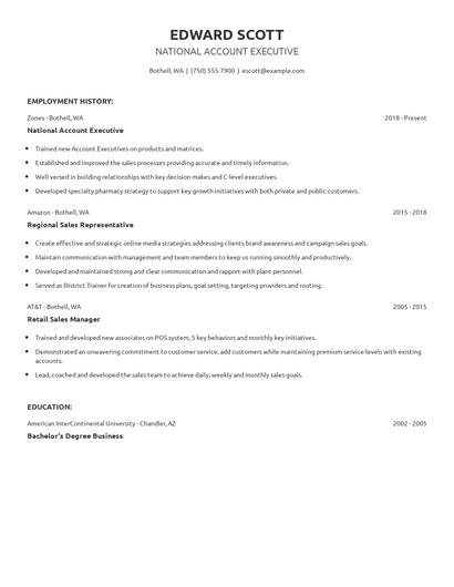 National Account Executive Resume
